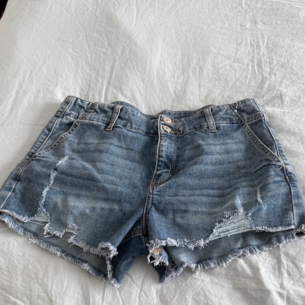 High Waist Distressed Denim Shorts